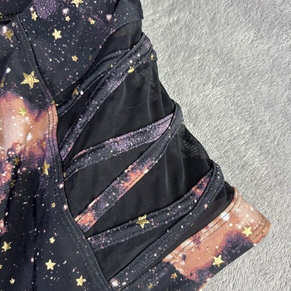 Torrid Swim Bottoms Womens 4 4X Galaxy Gold Foil Star High Waist Ruched Cutout - Picture 2 of 11